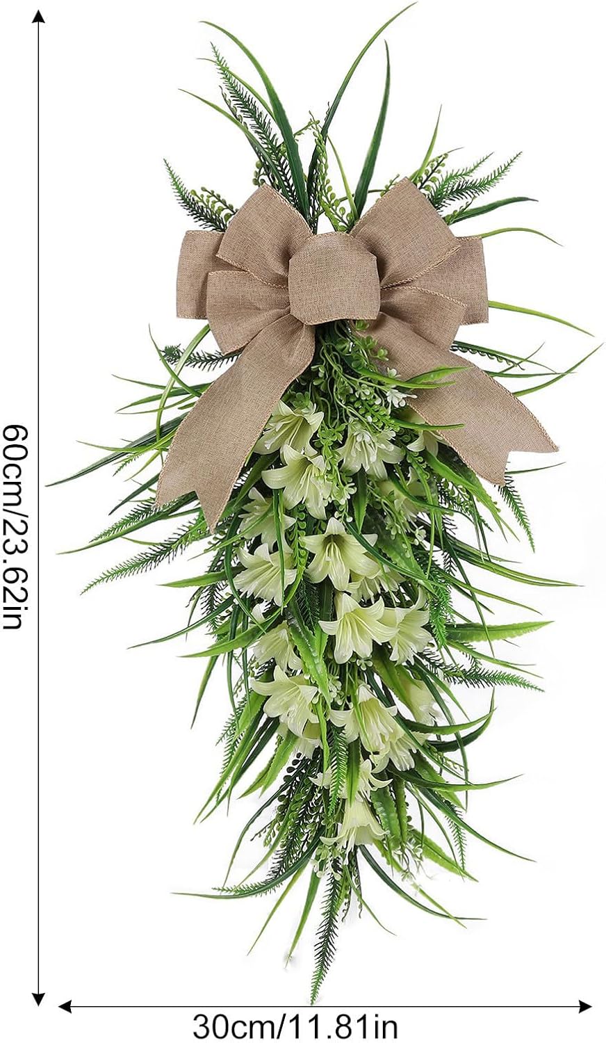 Artificial Lilies Teardrop Swag for Front Door