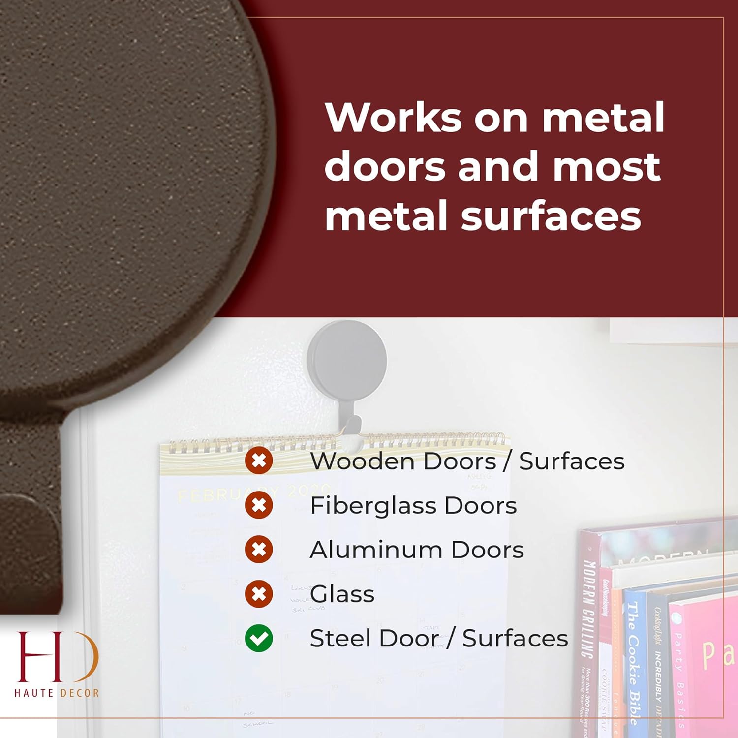 Haute Decor Magnetic Hanger 1 Pack Matte Brown