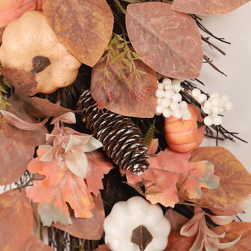 Artificial Fall Teardrop Swag Wreath 26 Inch Halloween Decor