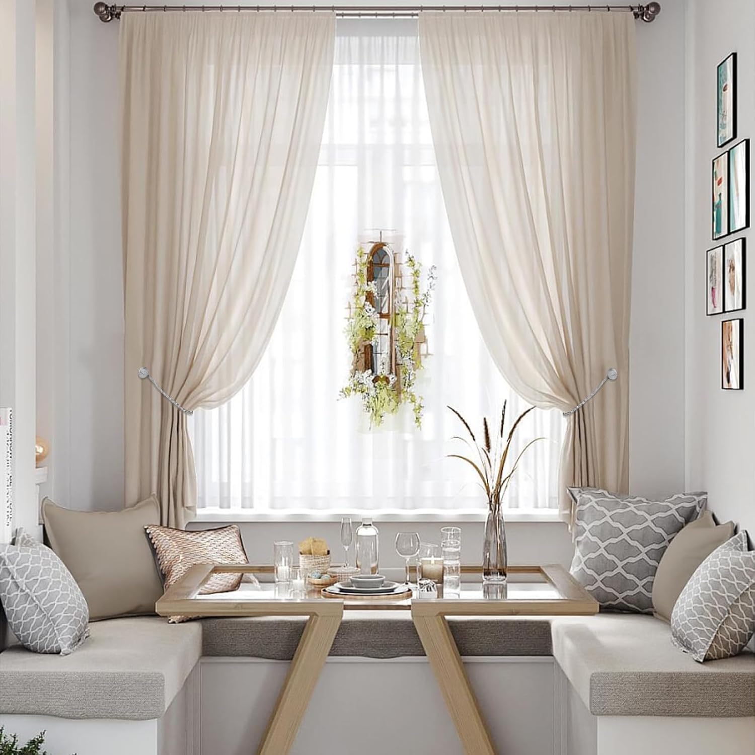 2pcs Magnetic Curtain Holdbacks with Woven Design