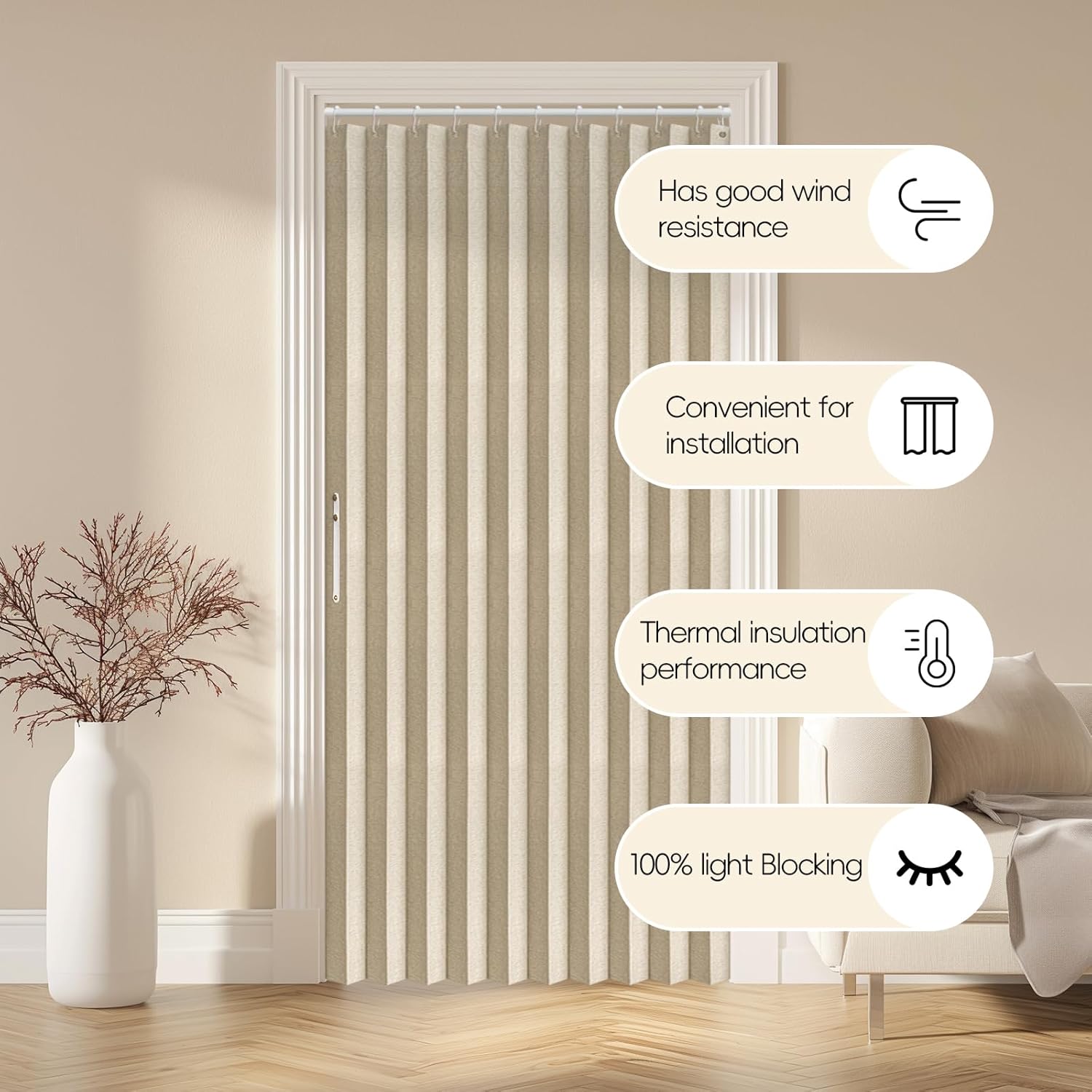 AJAZZ 100 Blackout Magnetic Door Curtain 1 Panel
