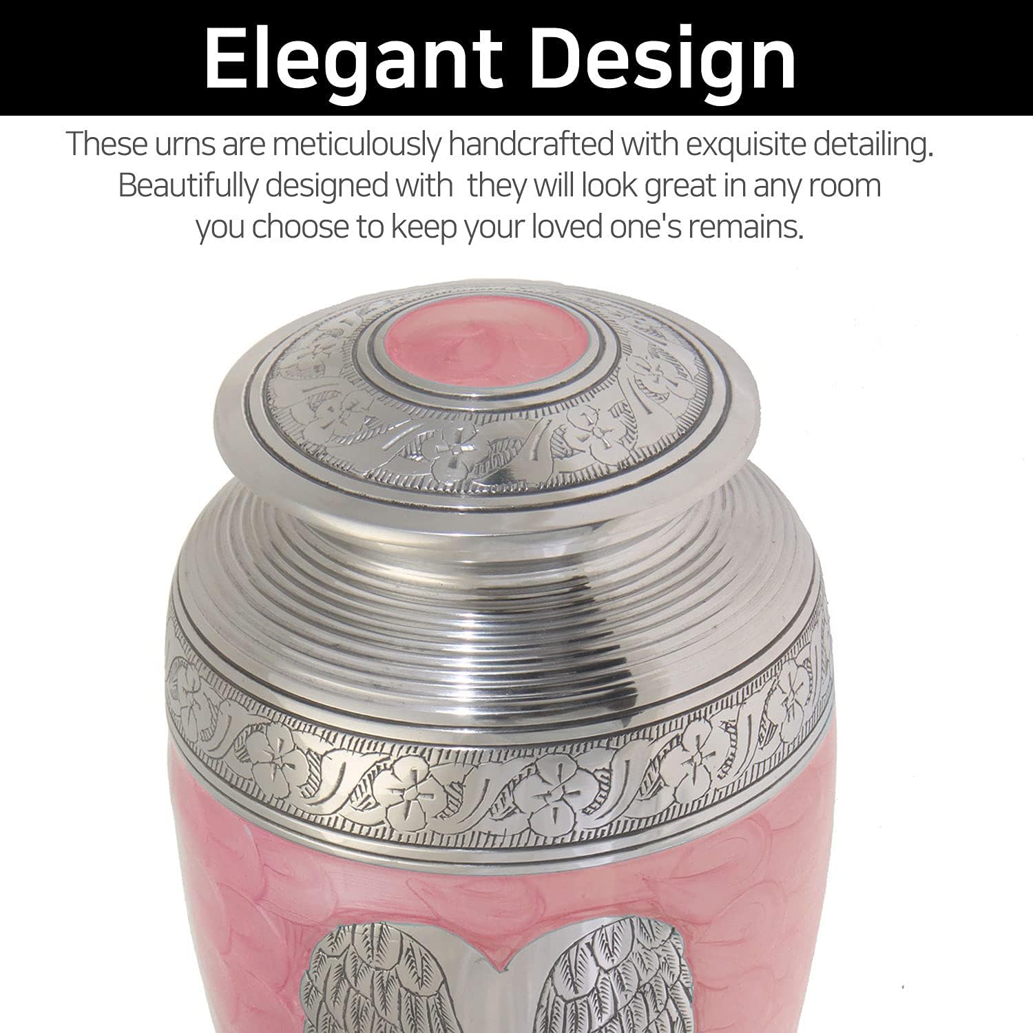 LETUSTO Cremation Urn for Human Ashes Angel Wing Pink