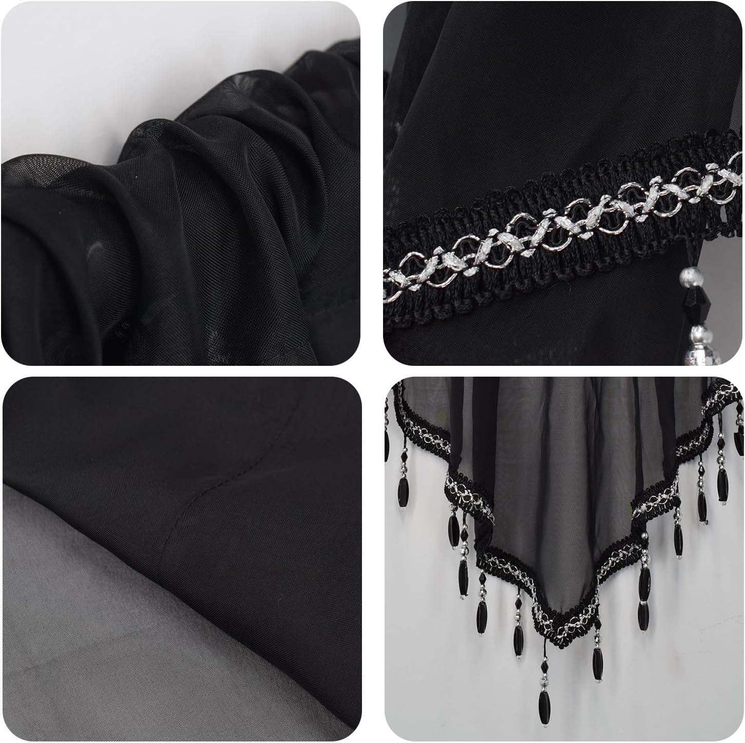 Lace Valance Swag Curtain 51 Inch Black Rod Pocket
