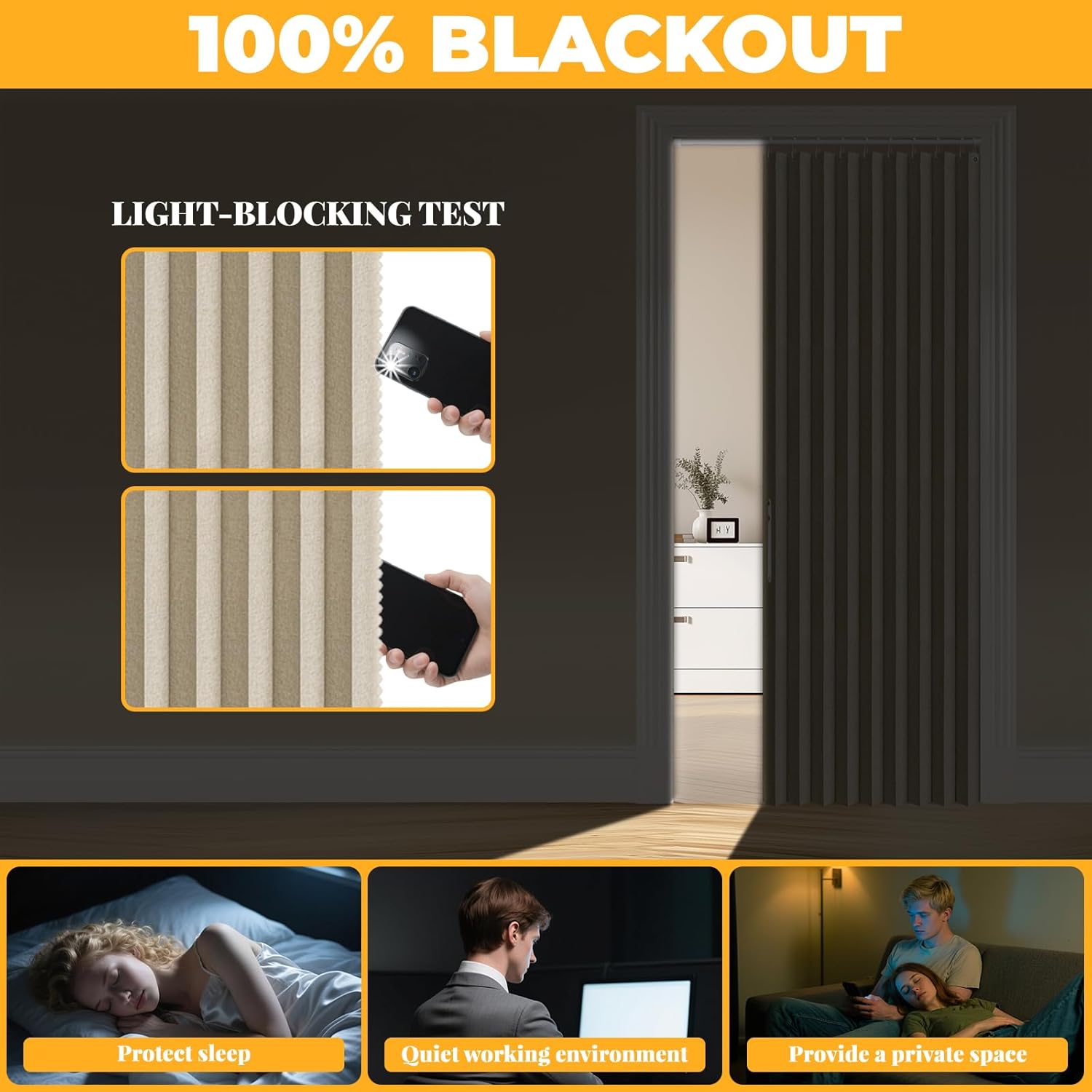 AJAZZ 100 Blackout Magnetic Door Curtain 1 Panel
