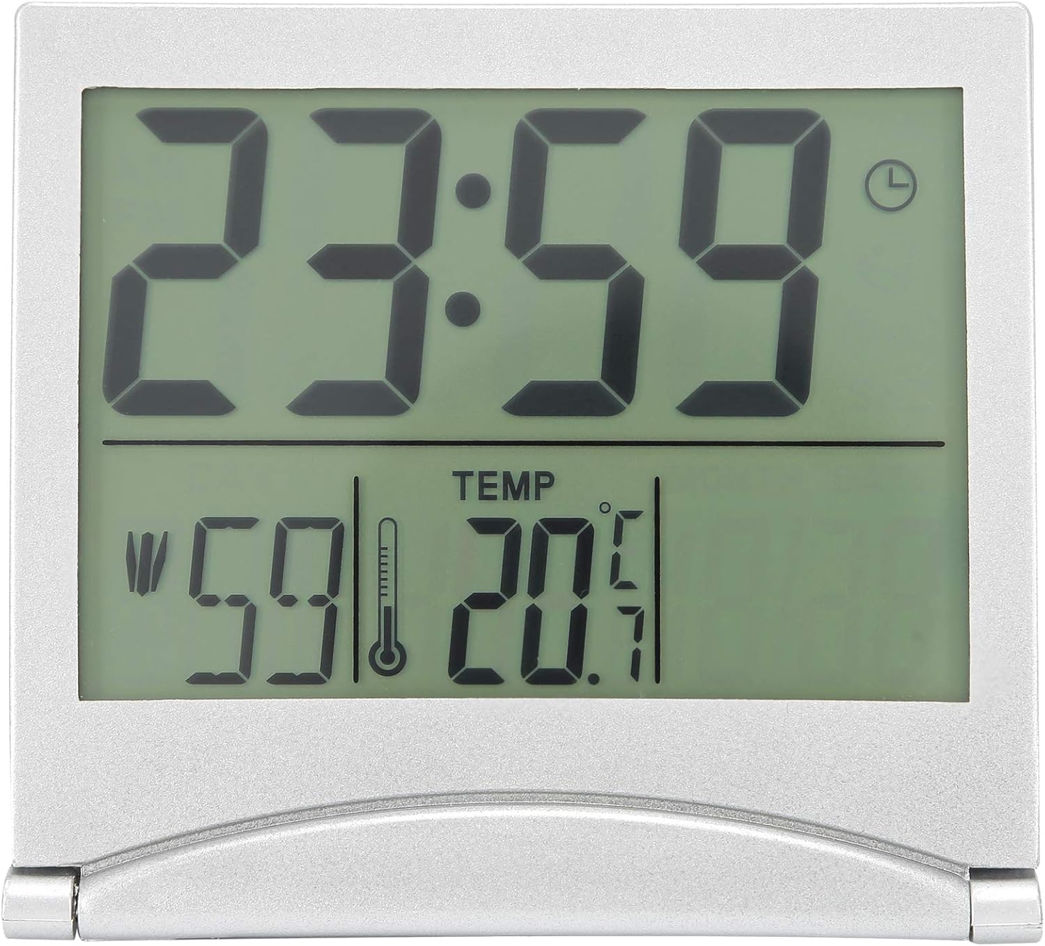 Aqur2020 Foldable Atomic Alarm Clock with Calendar and Temperature Display