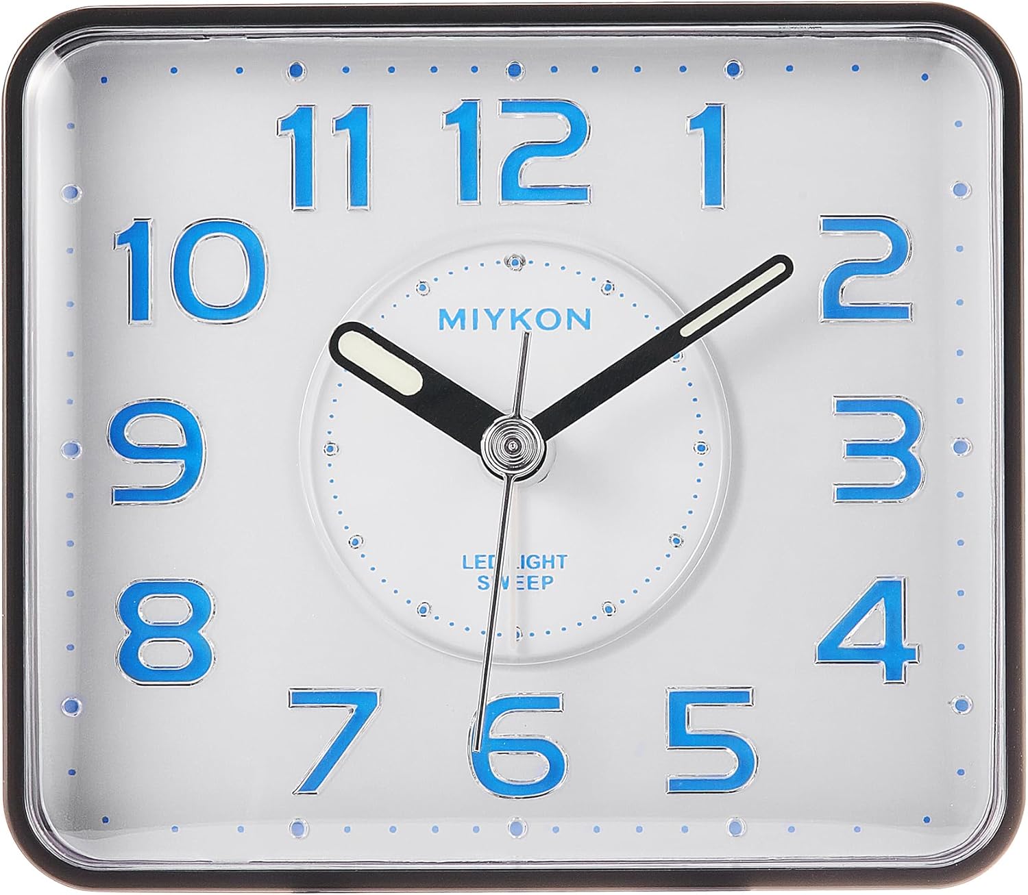 Miykon Small Square Analog Alarm Clock - Silent Non-Ticking LED Light Battery Operated