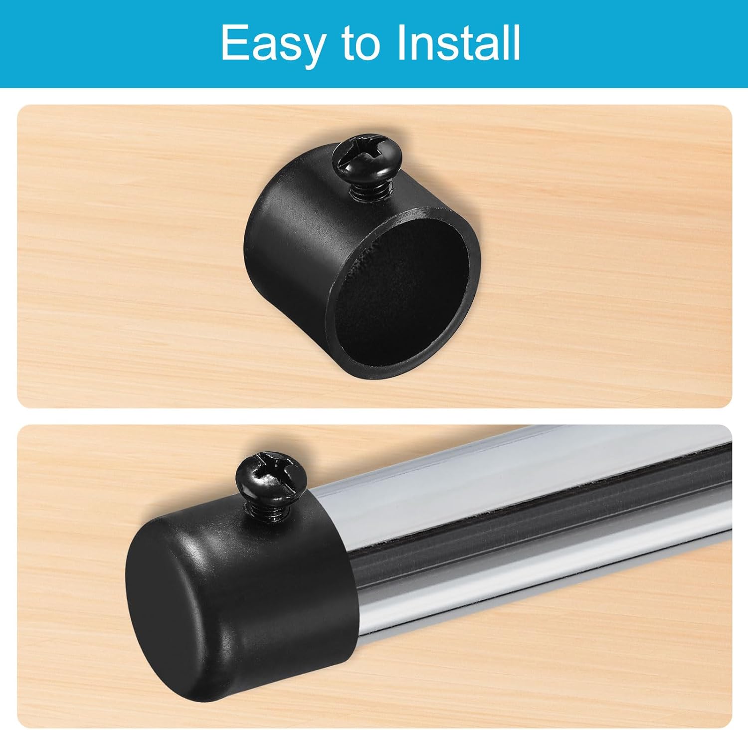 Uxcell Curtain Rod Ends 6Pcs Iron Black Finial