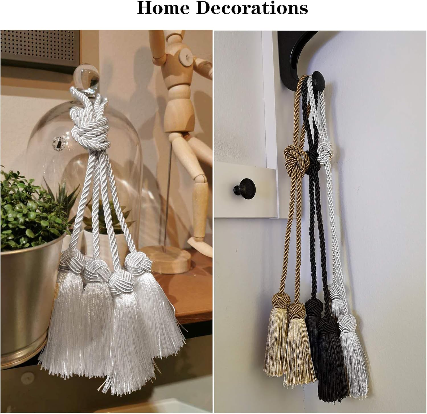 Porlau White 2 Pack Tassel Curtain Tiebacks