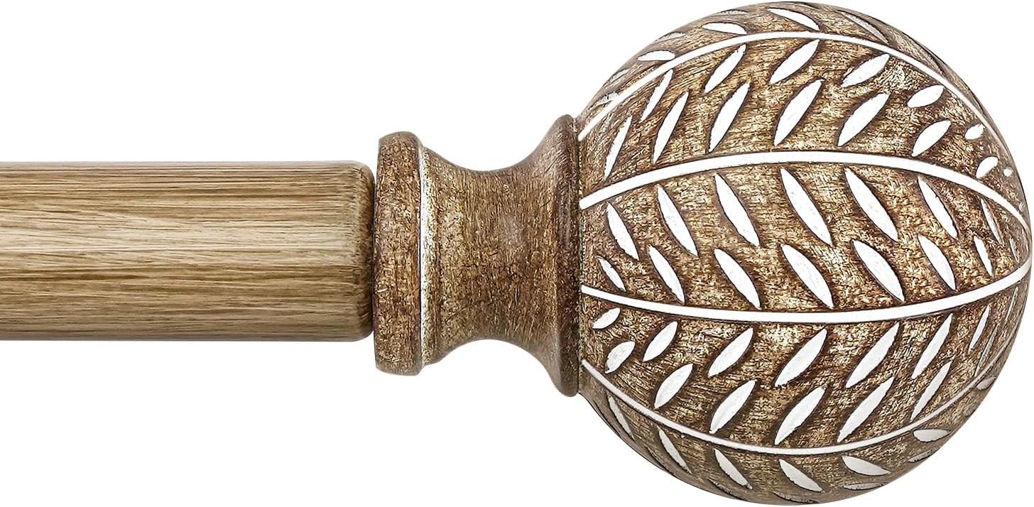 Weathered Wood Boho Curtain Rods 18-60 Inch Set