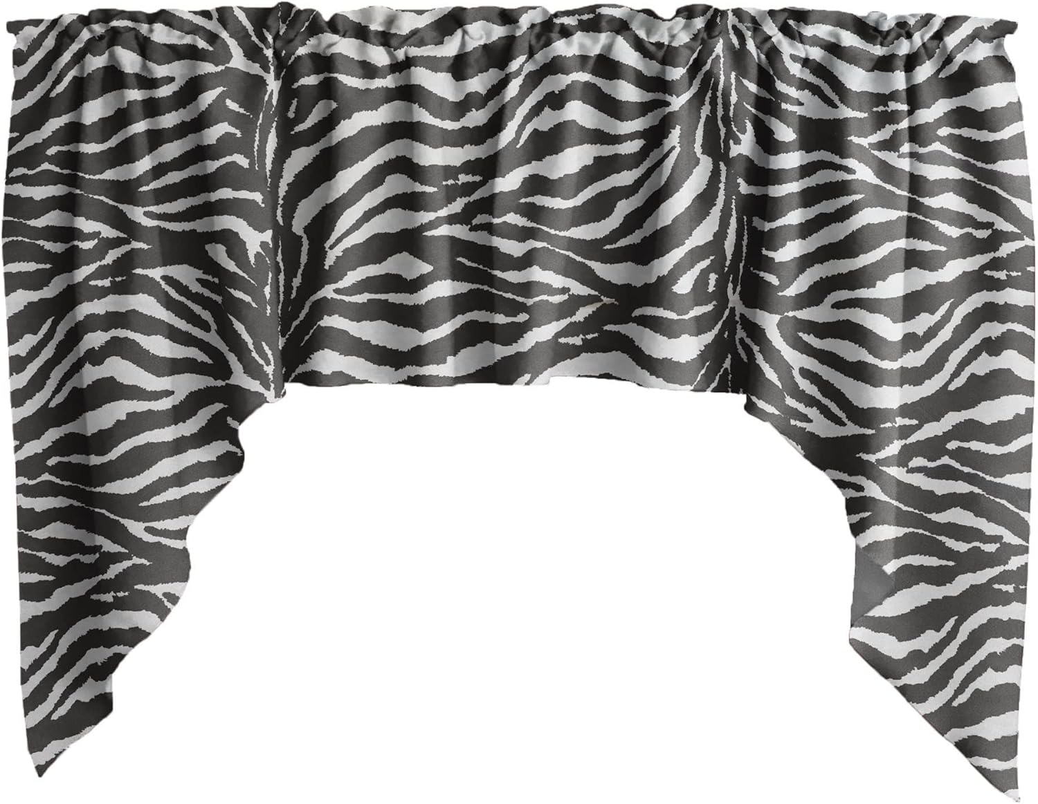 Lovemyfabric Zebra Print Valance Window Treatment Black 58x36