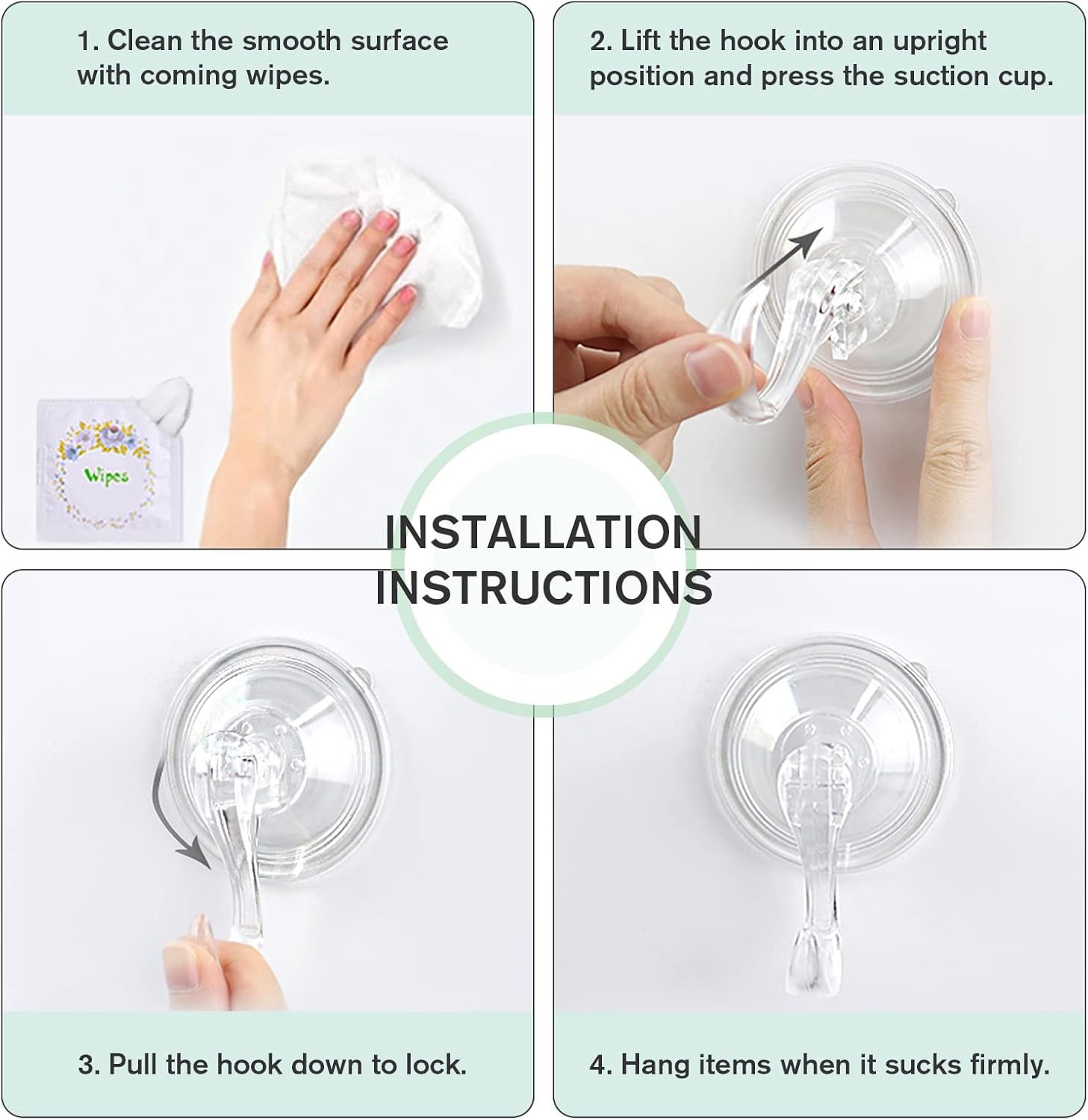 VISV Large Suction Cup Wreath Hanger 4 Pcs