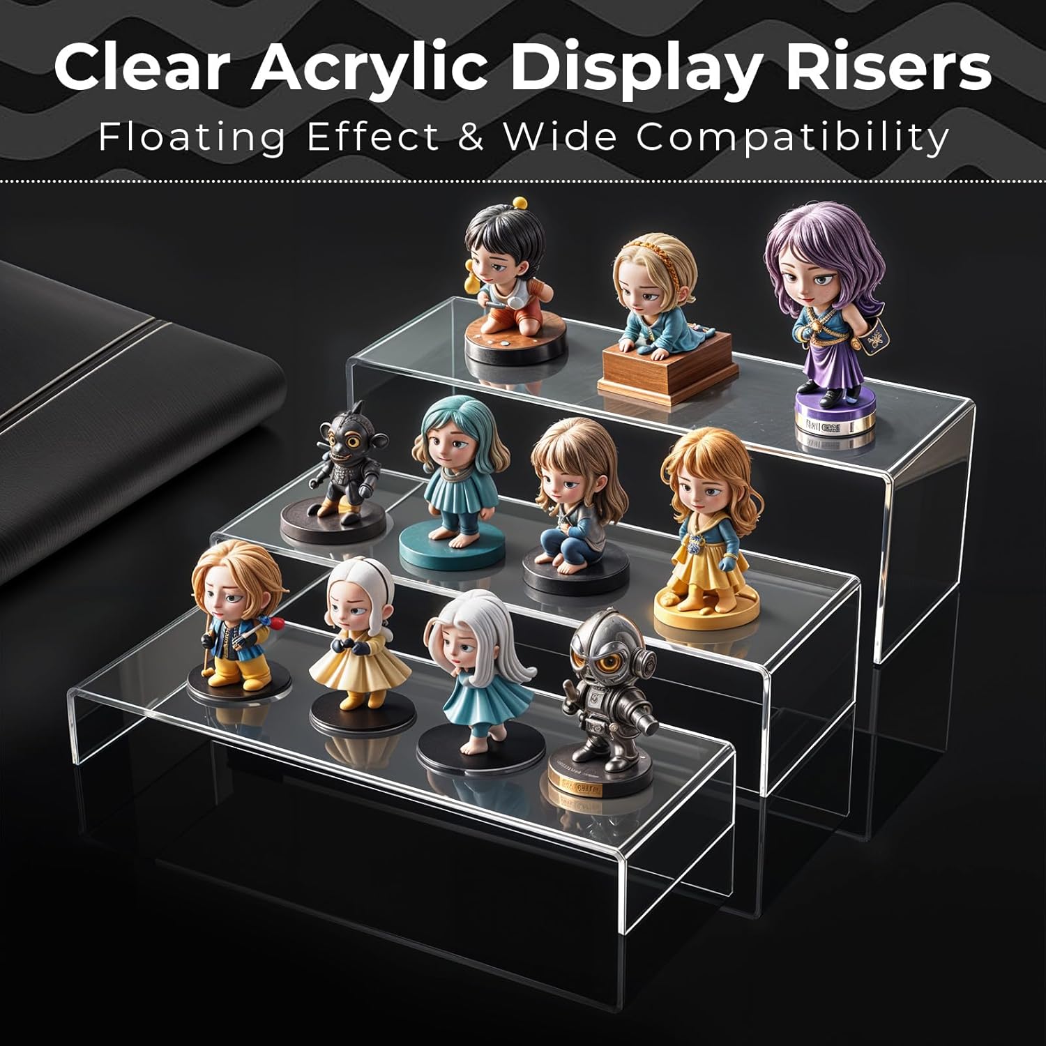 6Pcs Clear Acrylic Display Risers for Collectibles and Retail