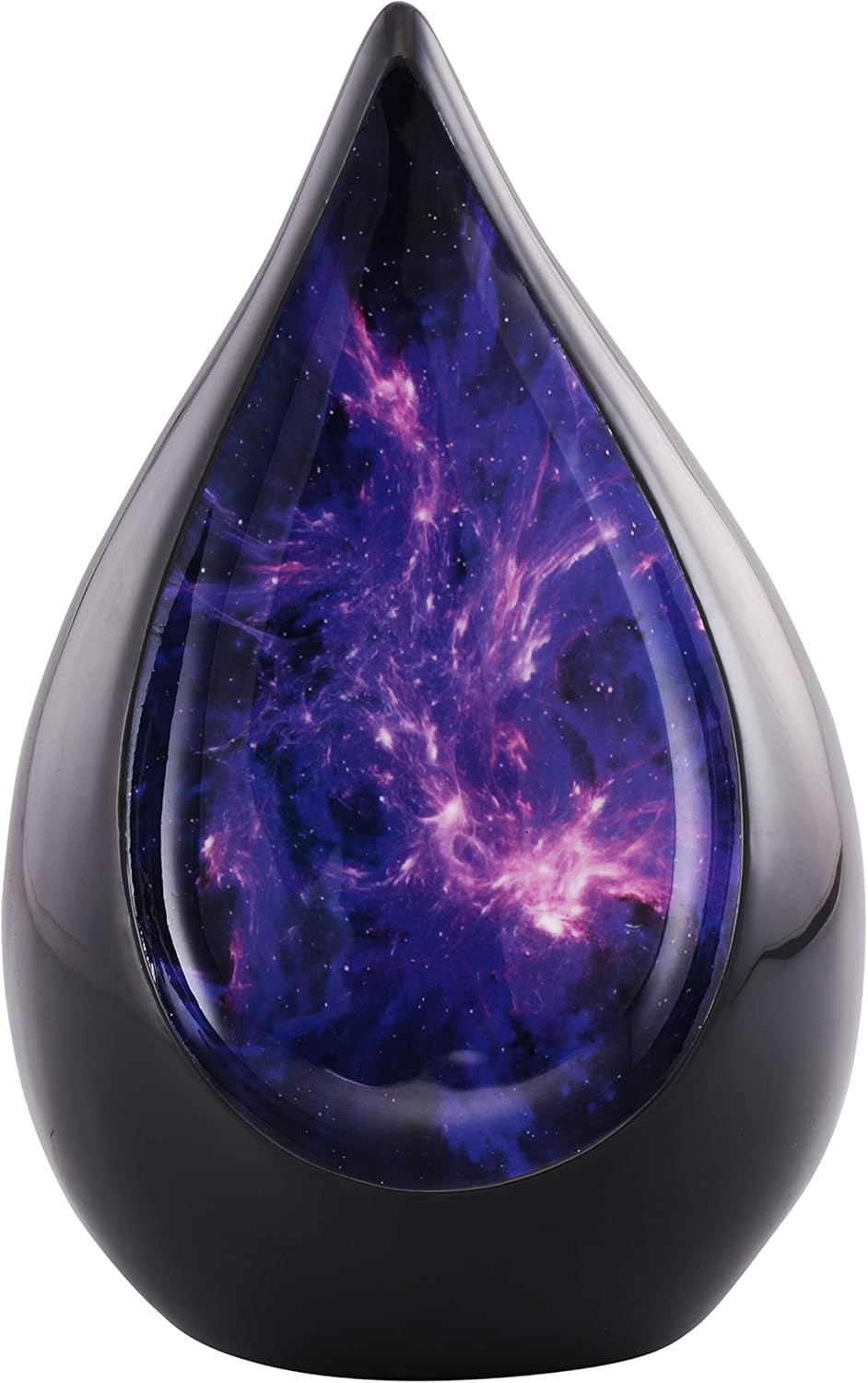 Everlasting Teardrop Cremation Urn Black Purple Galaxy Adult