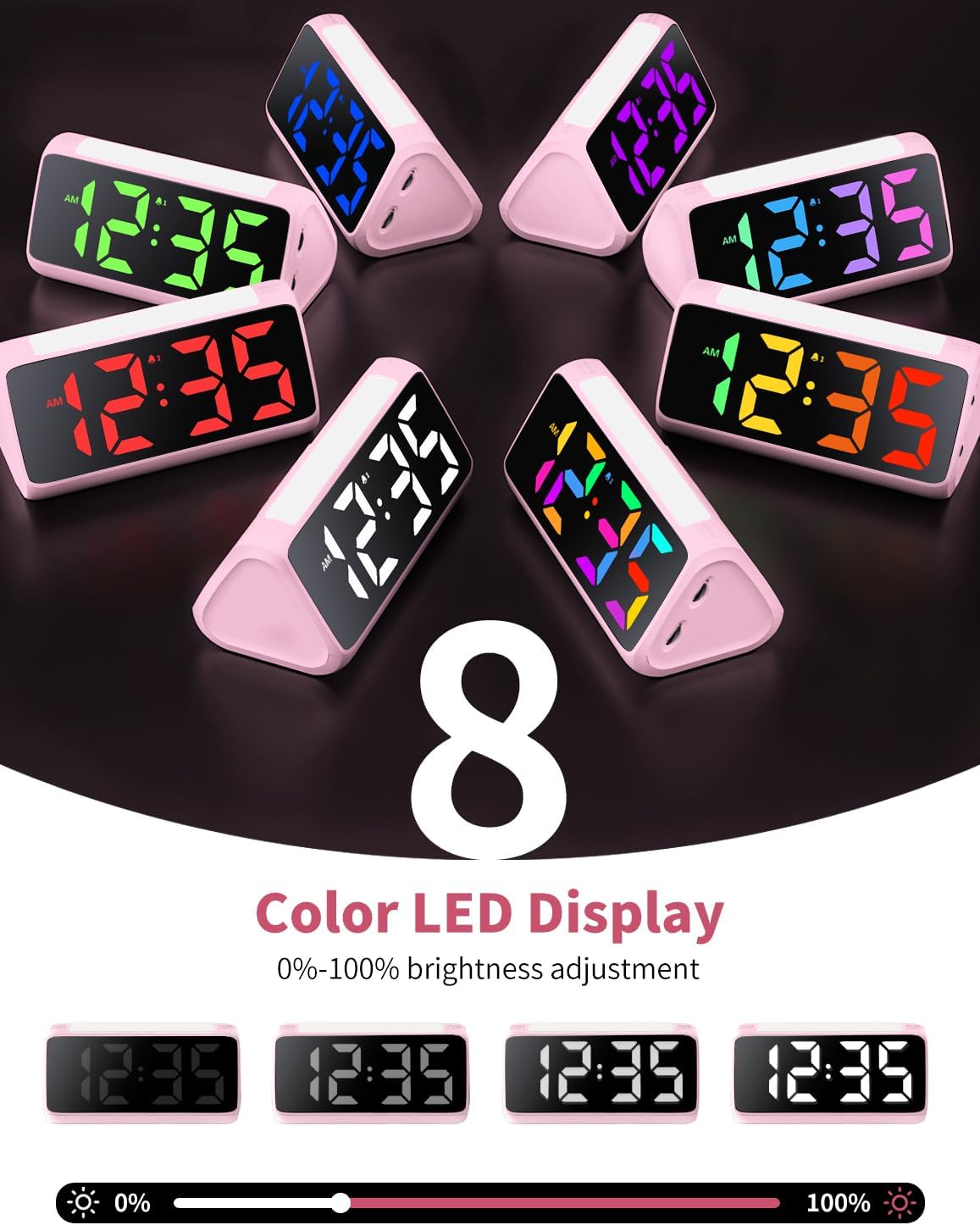 Netzu Digital Alarm Clock with RGB Night Light and Dual Alarm