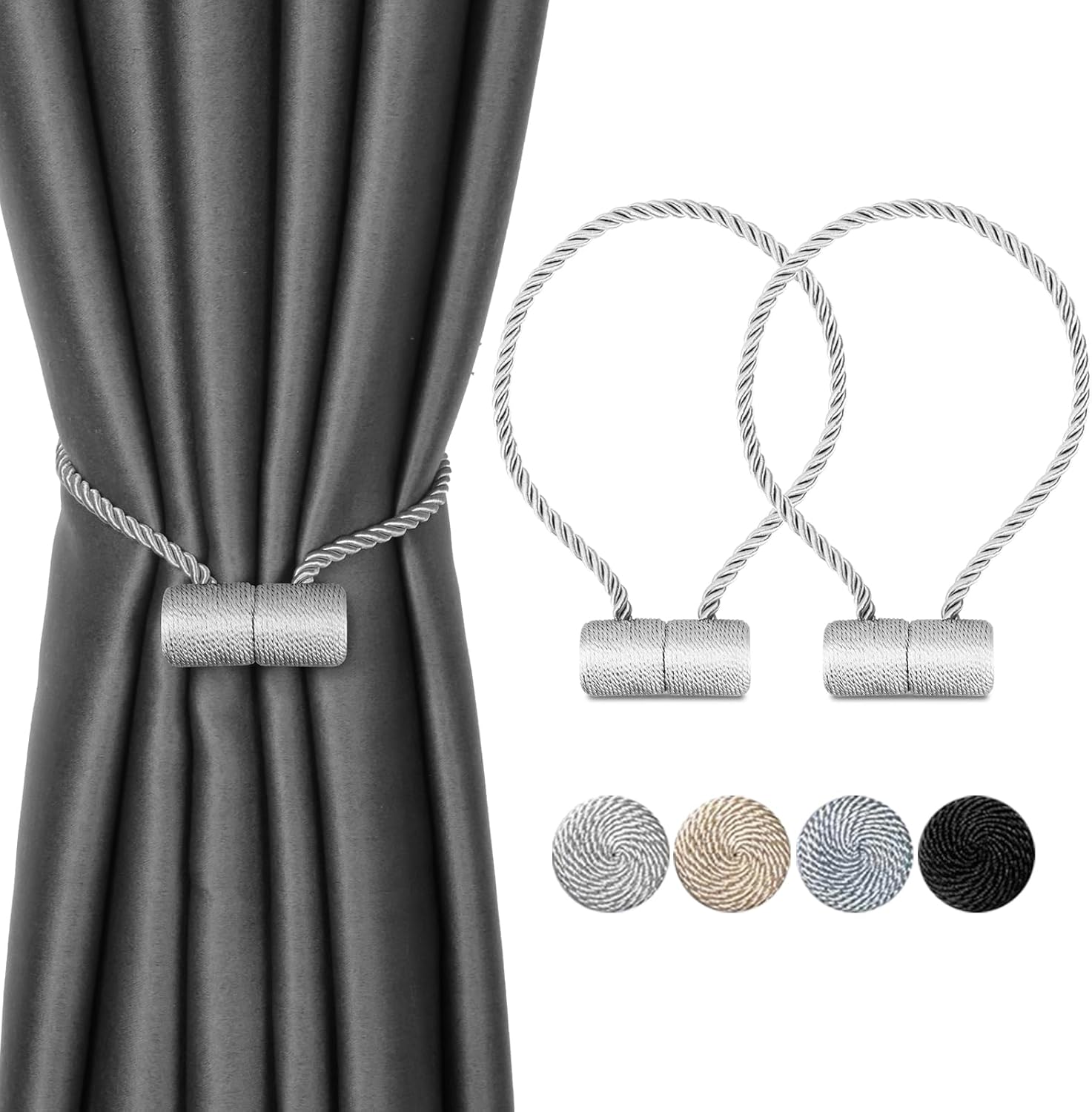 2pcs Magnetic Curtain Holdbacks with Woven Design