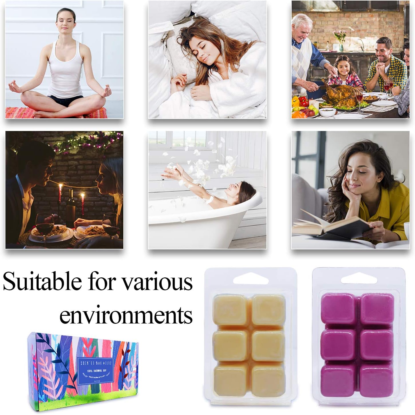 Scented Wax Melts 8 Pack with 8 Unique Fragrances