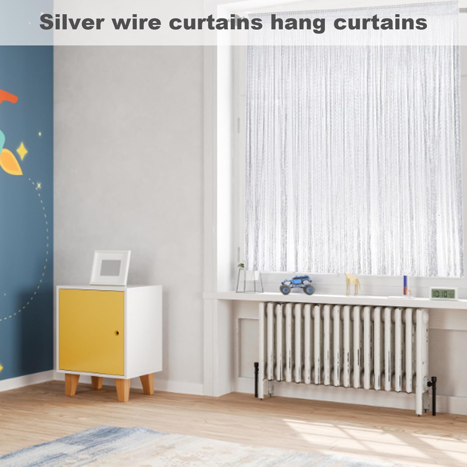 Eioflia Beaded Door Curtain 79x39 Inch Grey