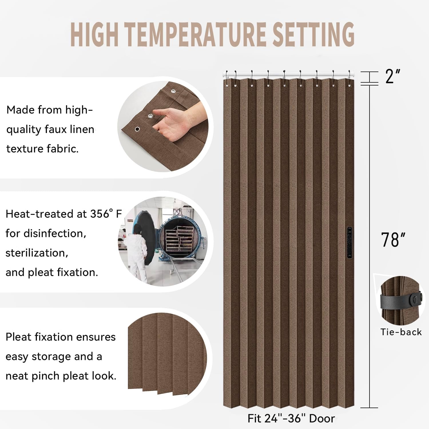 Vatge Door Curtains Brown 1 Panel Tieback Divider