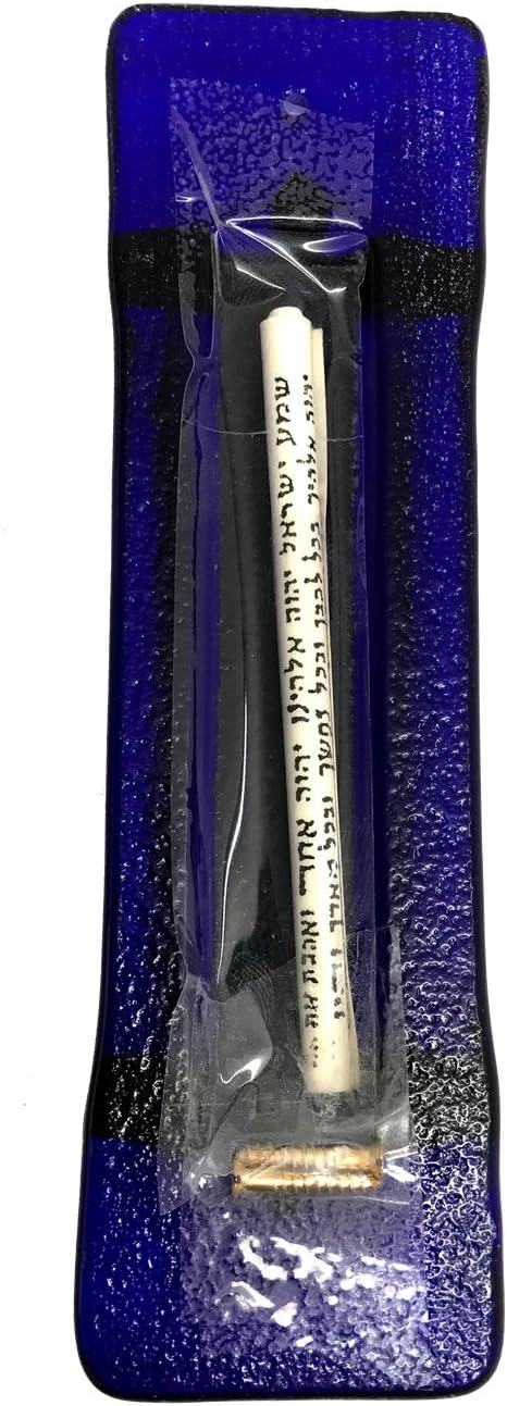Tamara Baskin Art Glass Sparkling Midnight Blue Mezuzah