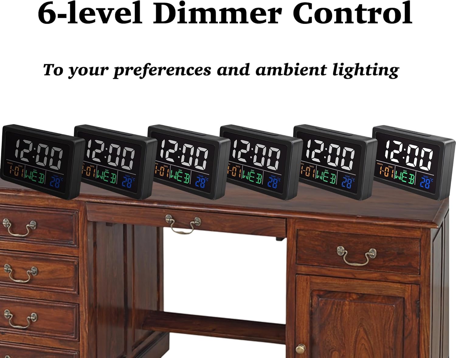 WQV Digital Alarm Clock with Calendar and Temperature Display