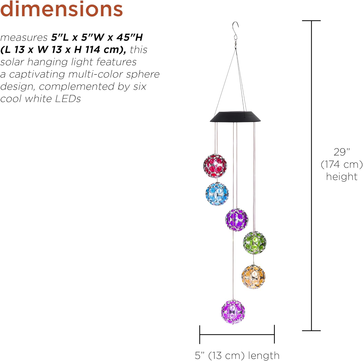 Alpine Corporation RGG648SLR Solar Hanging Gem Sphere Mobile
