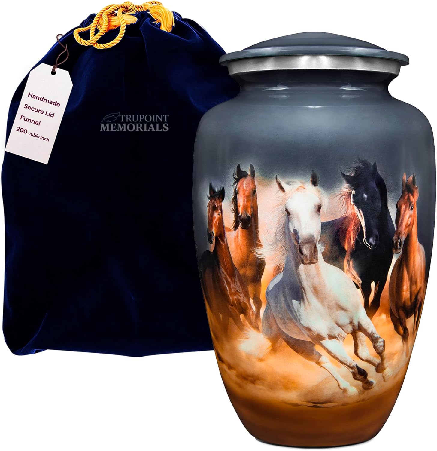 Trupoint Memorials Cremation Urns for Human Ashes - Gray Horse Design