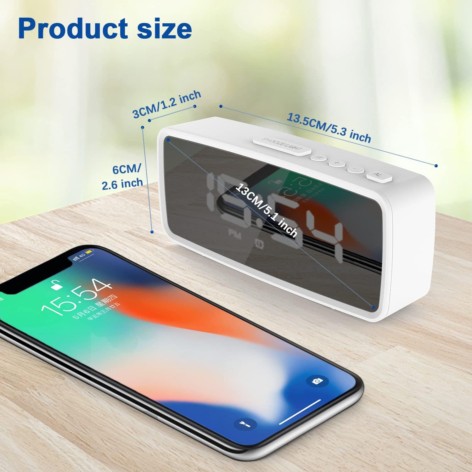 VAUNO Small Digital Alarm Clock with Dimmer and Dual Alarms