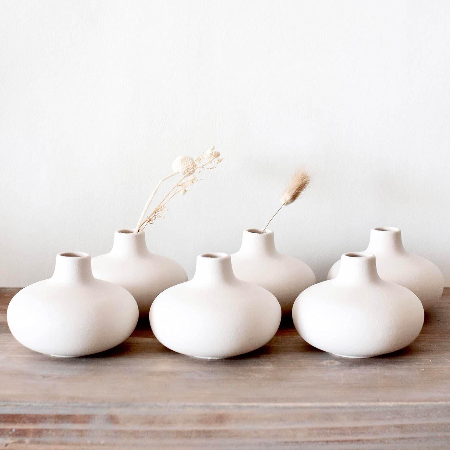 Carrots Den - Set of 6 White Ceramic Donut Bud Vases