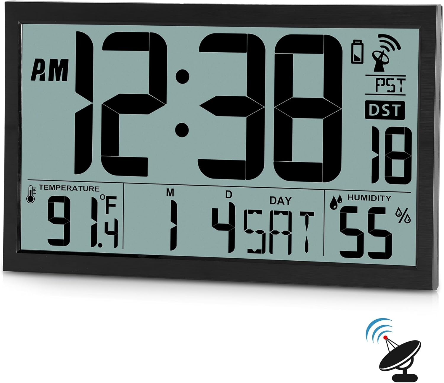 SZELAM Atomic Wall Clock with Digital Calendar and Indoor Climate Display