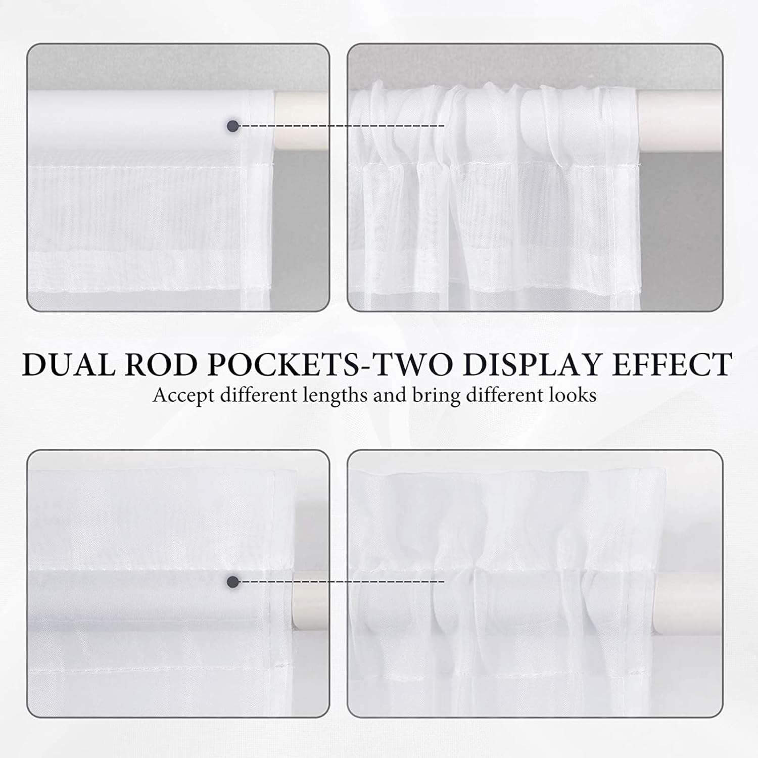 MIULEE 2 Panels Sidelight Curtains - White 25x72 Inches