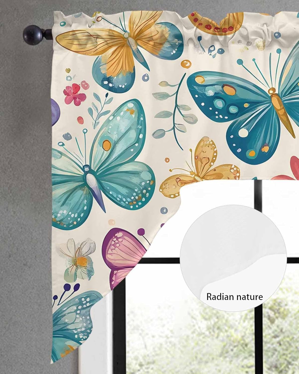 Spring Butterflies Valance for 56 x 36 Windows