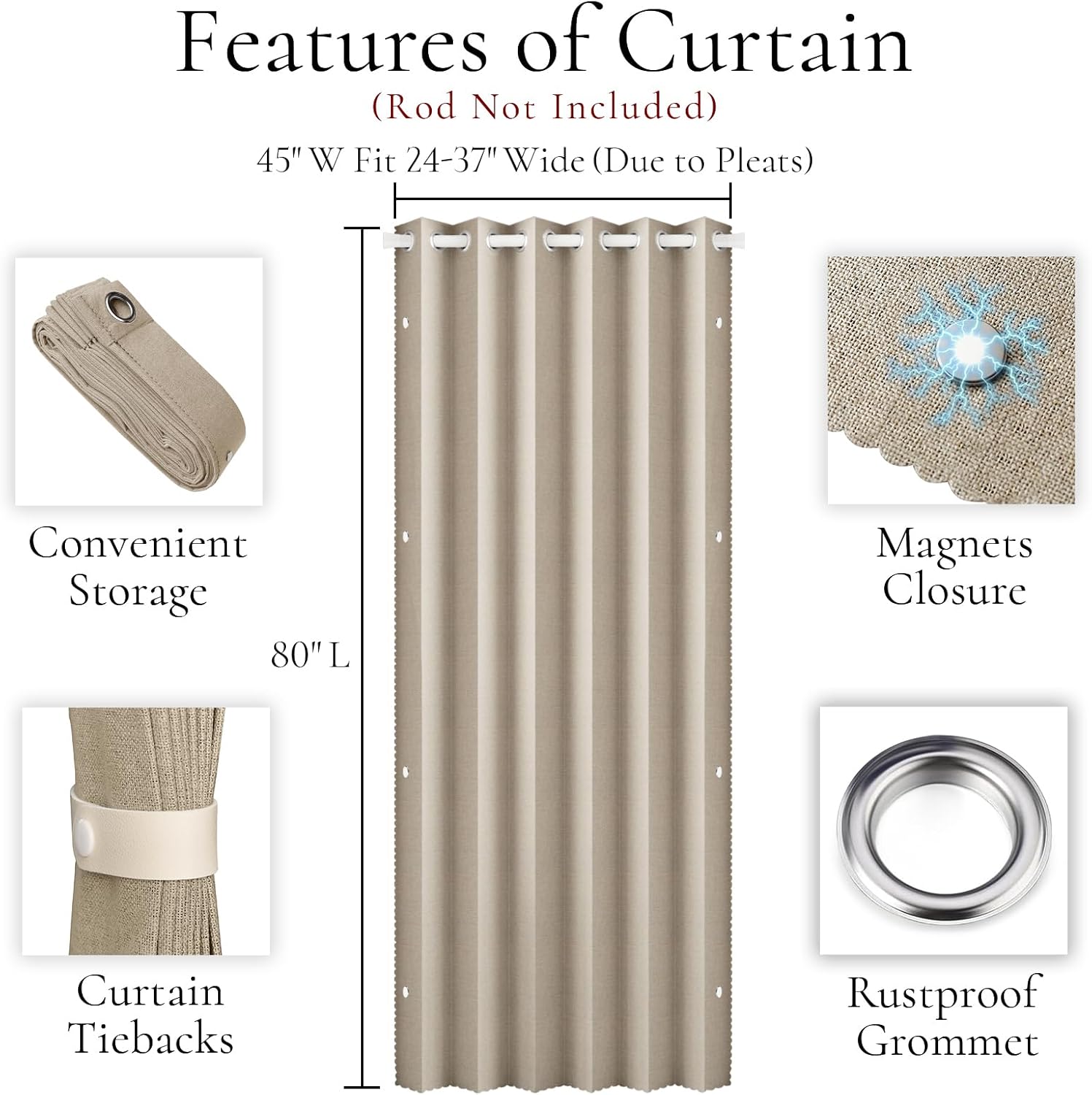 100 Blackout Magnetic Folding Door Curtain Panel