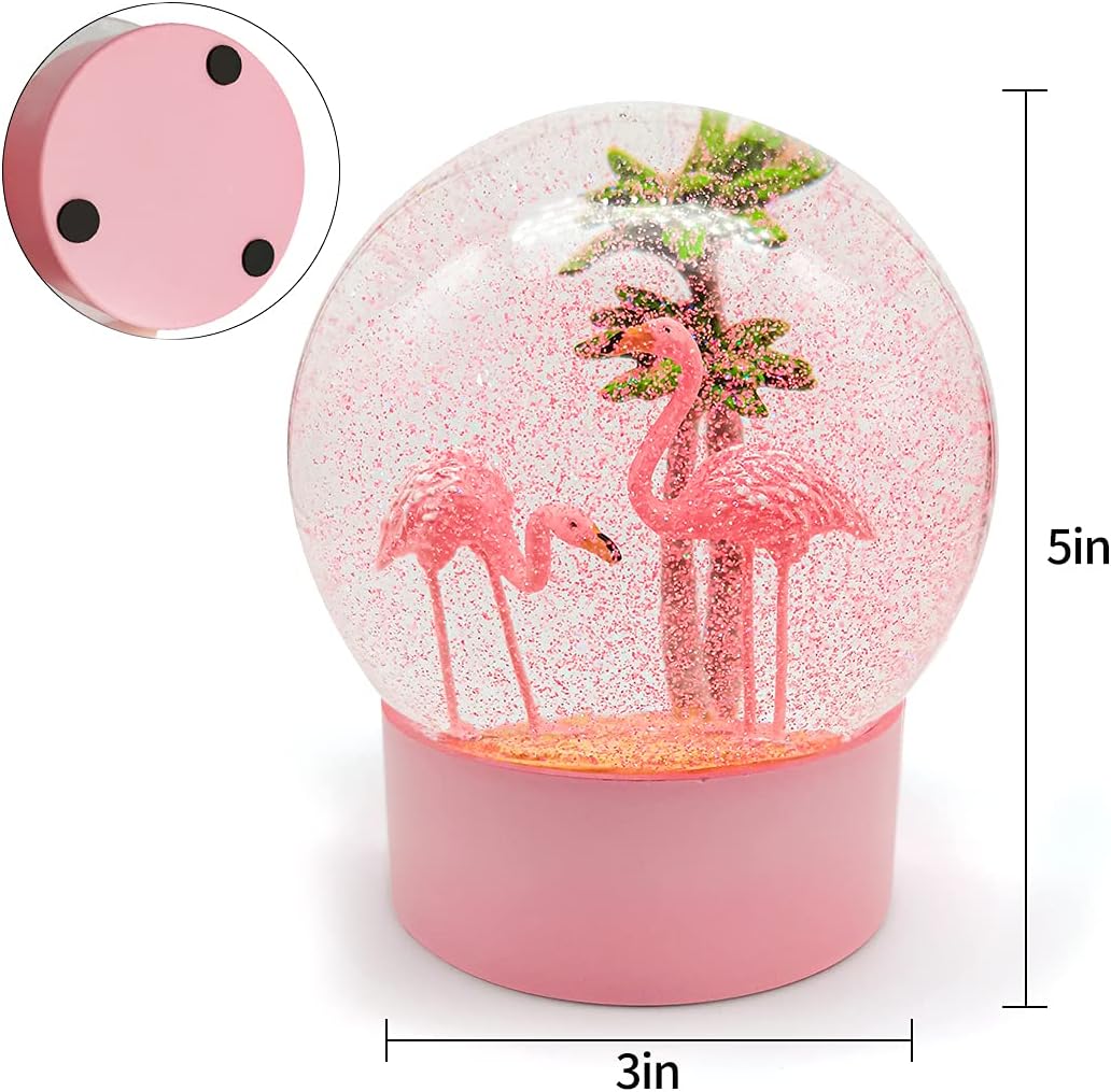 ANGELLOONG Pink Flamingo Snow Globe for Kids