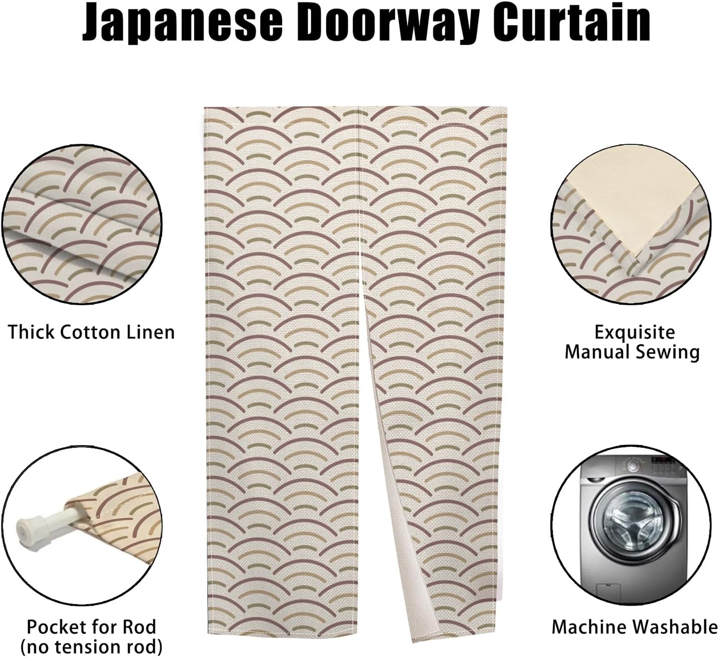Japanese Noren Door Curtain with Wave Pattern 335x709 Inch