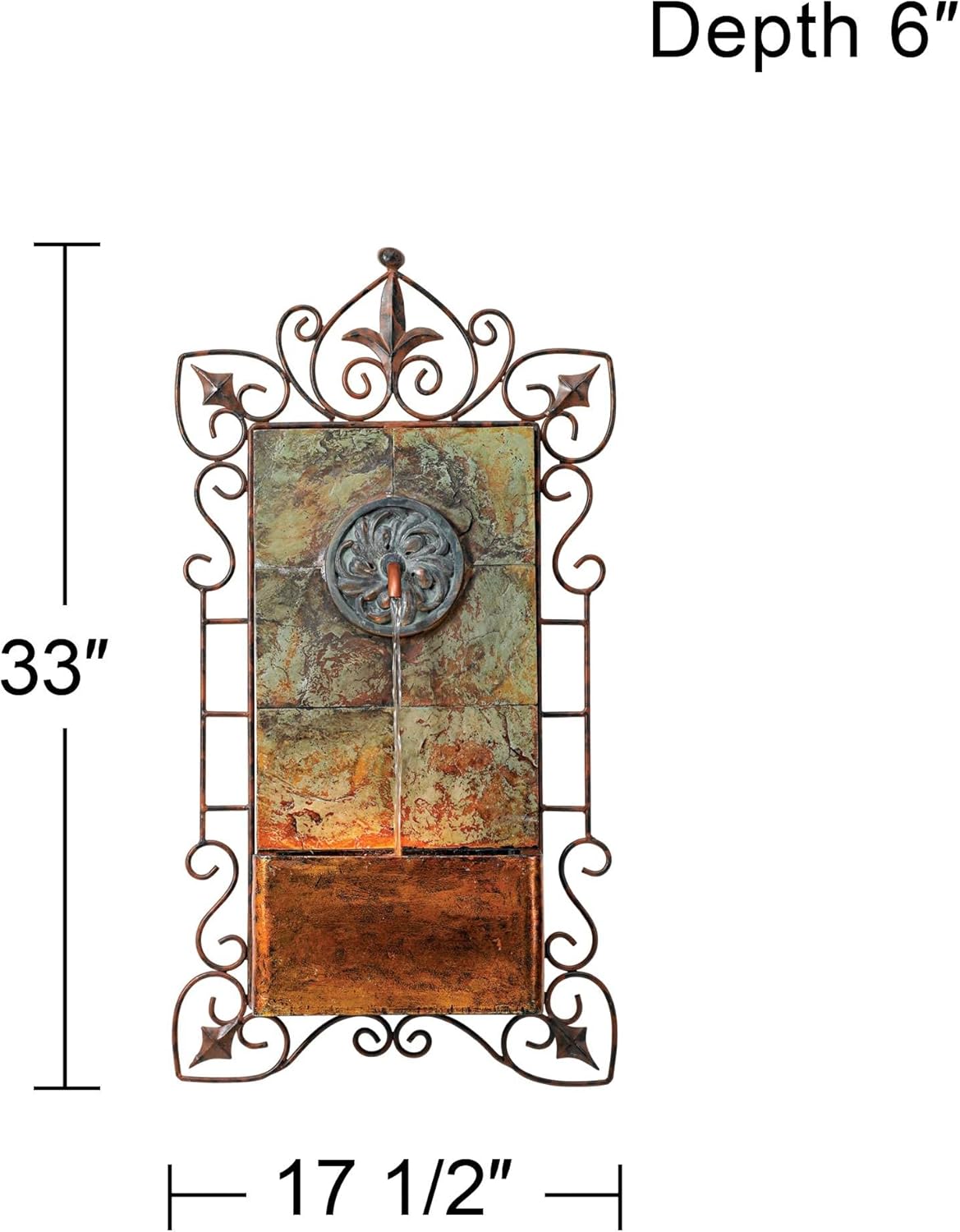Ibizi 33 Inch Rustic Wall Fountain with LED Light