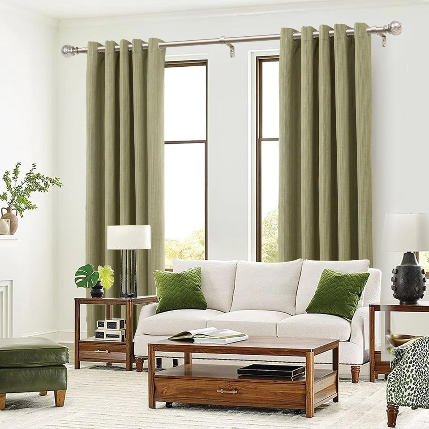 KAMANINA Champagne Gold Curtain Rods 32-58 Inches Adjustable