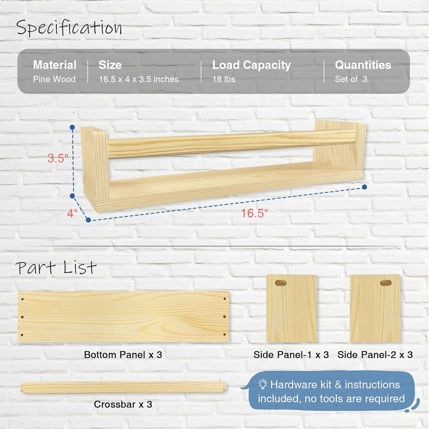 Harwaya Floating Book Shelves for Kids Room Wall