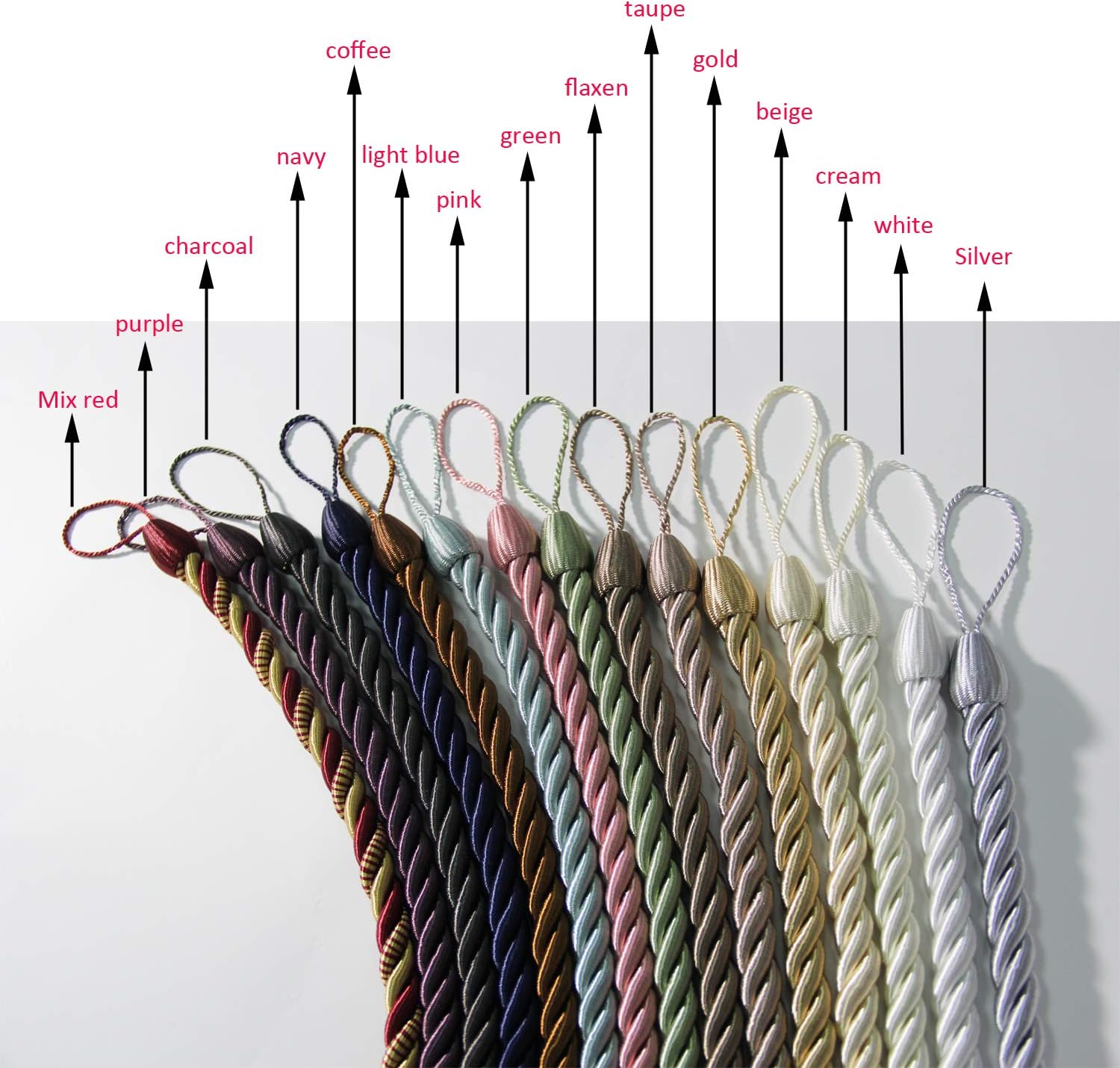 BEL AVENIR Curtain Rope Tiebacks 4 Pack White