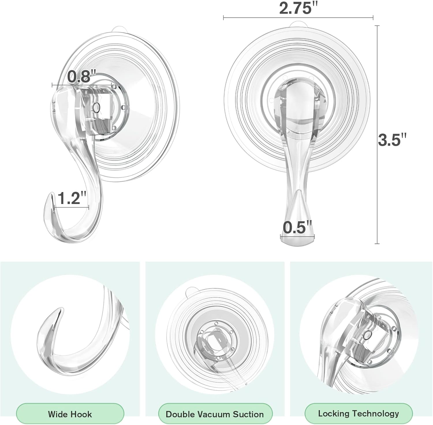 VISV Large Suction Cup Wreath Hanger 4 Pcs
