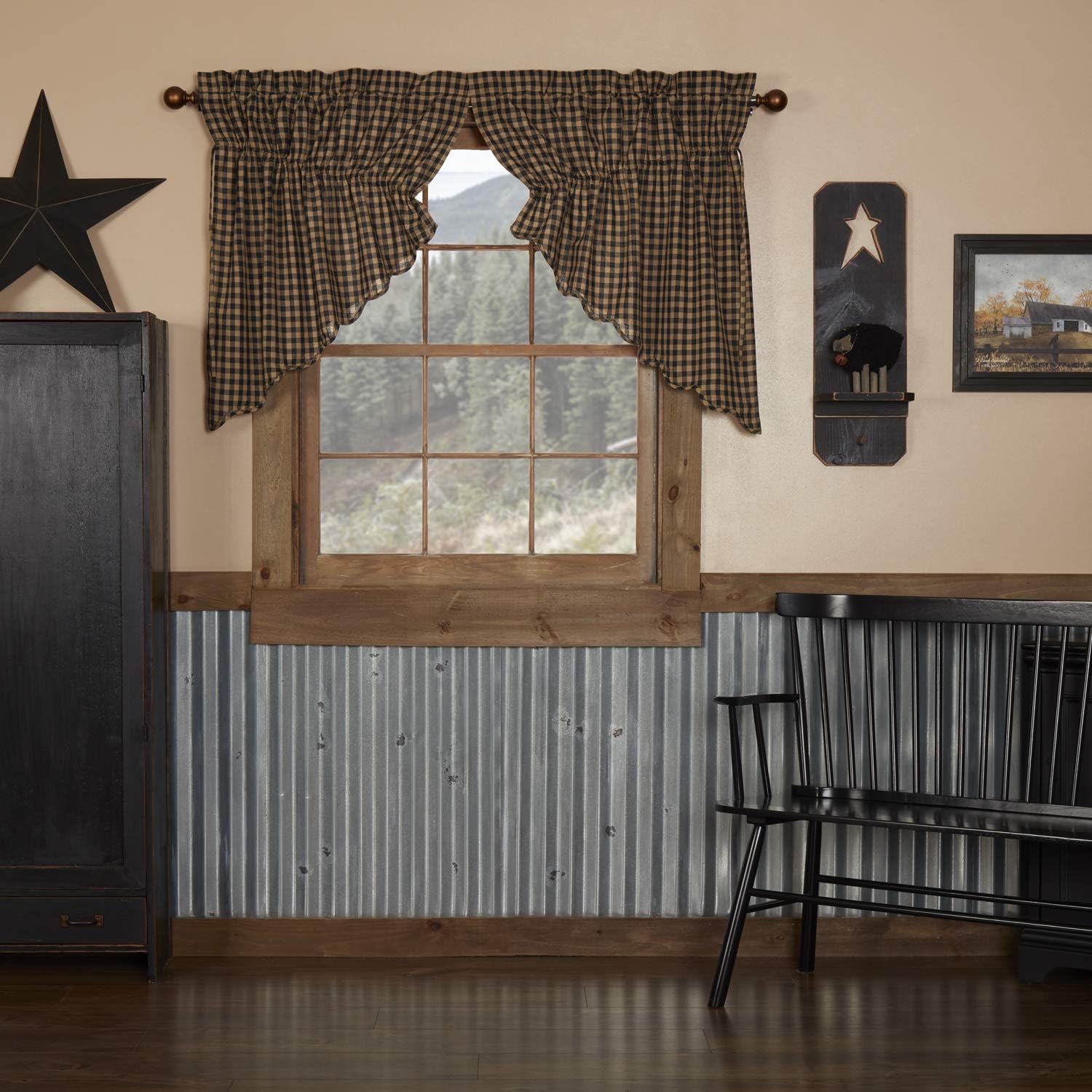 VHC Brands Prairie Scalloped Valance Set of 2