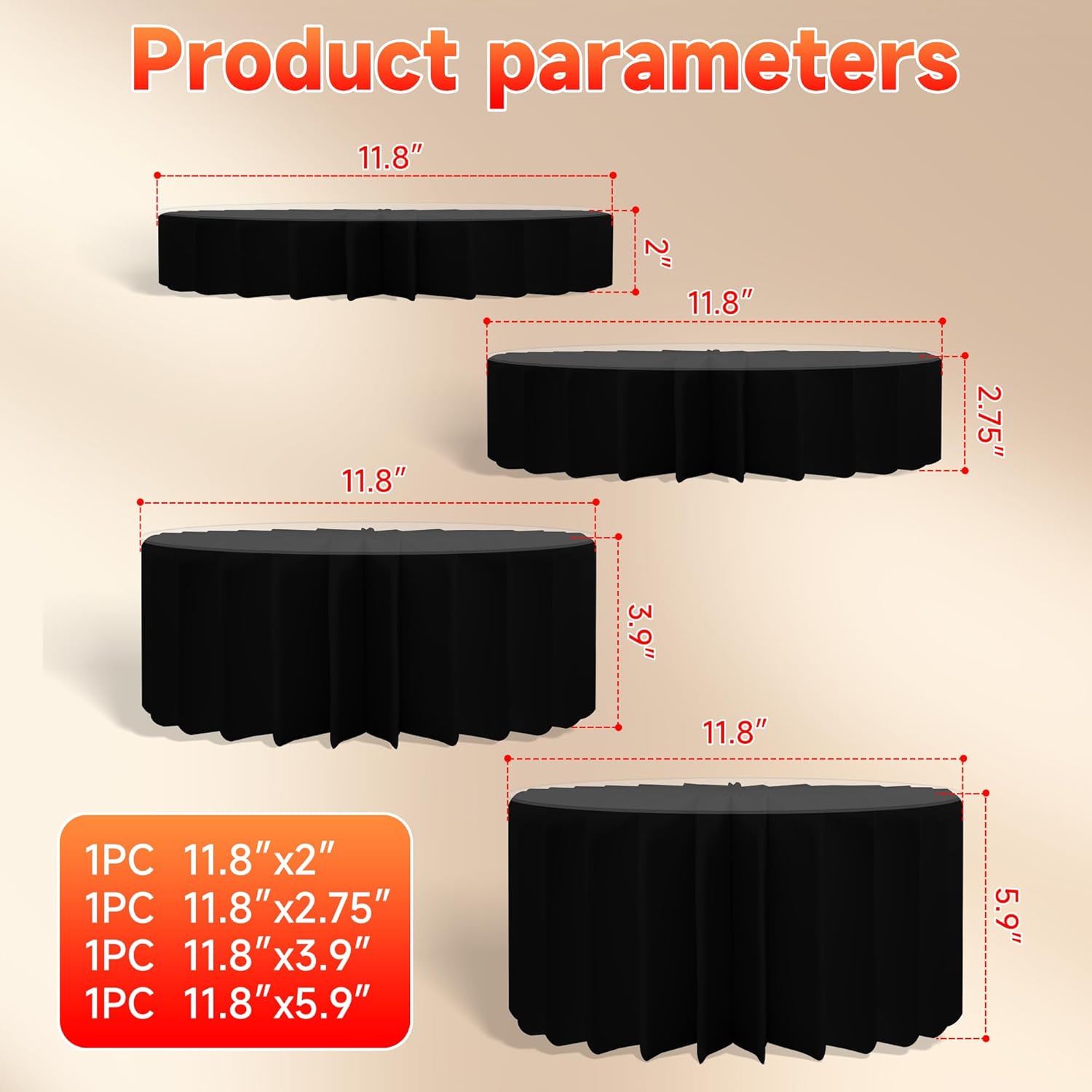 4-Pack Acrylic Buffet Risers for Party and Wedding Displays