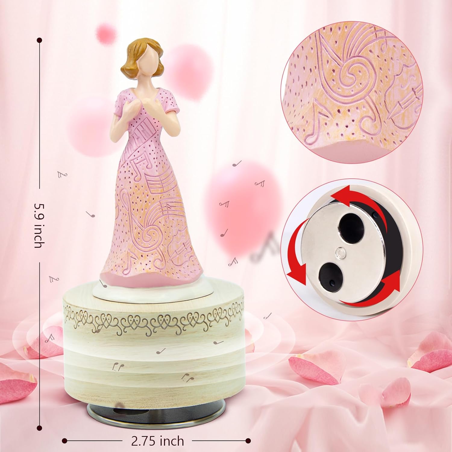 Hand-Painted Resin Music Box for Girls and Women