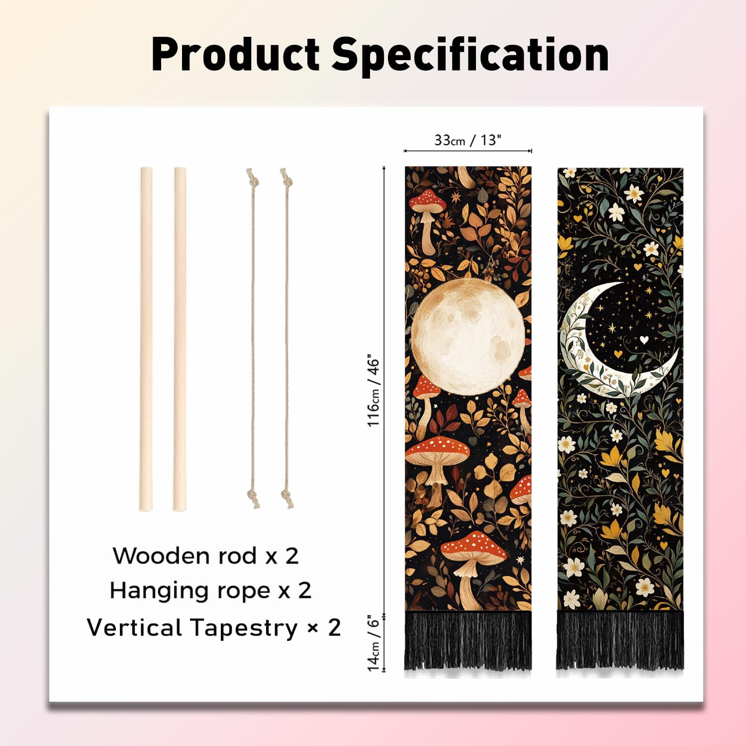 PLIGREAT 2 Pack Floral Wall Tapestries with Tassels