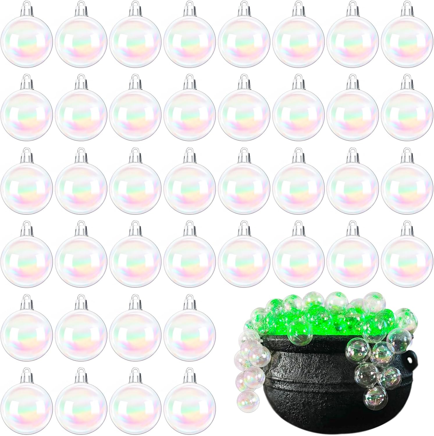 60 PCS Iridescent Clear Christmas Balls