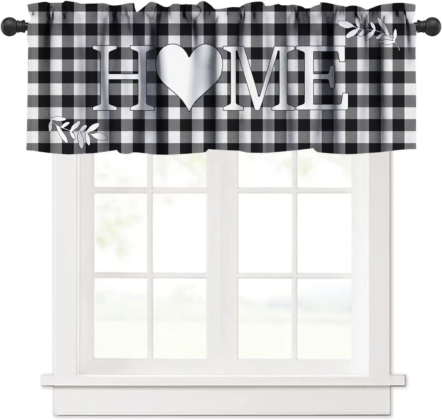 JESTRONRY Buffalo Plaid Valance Curtain 54x18in