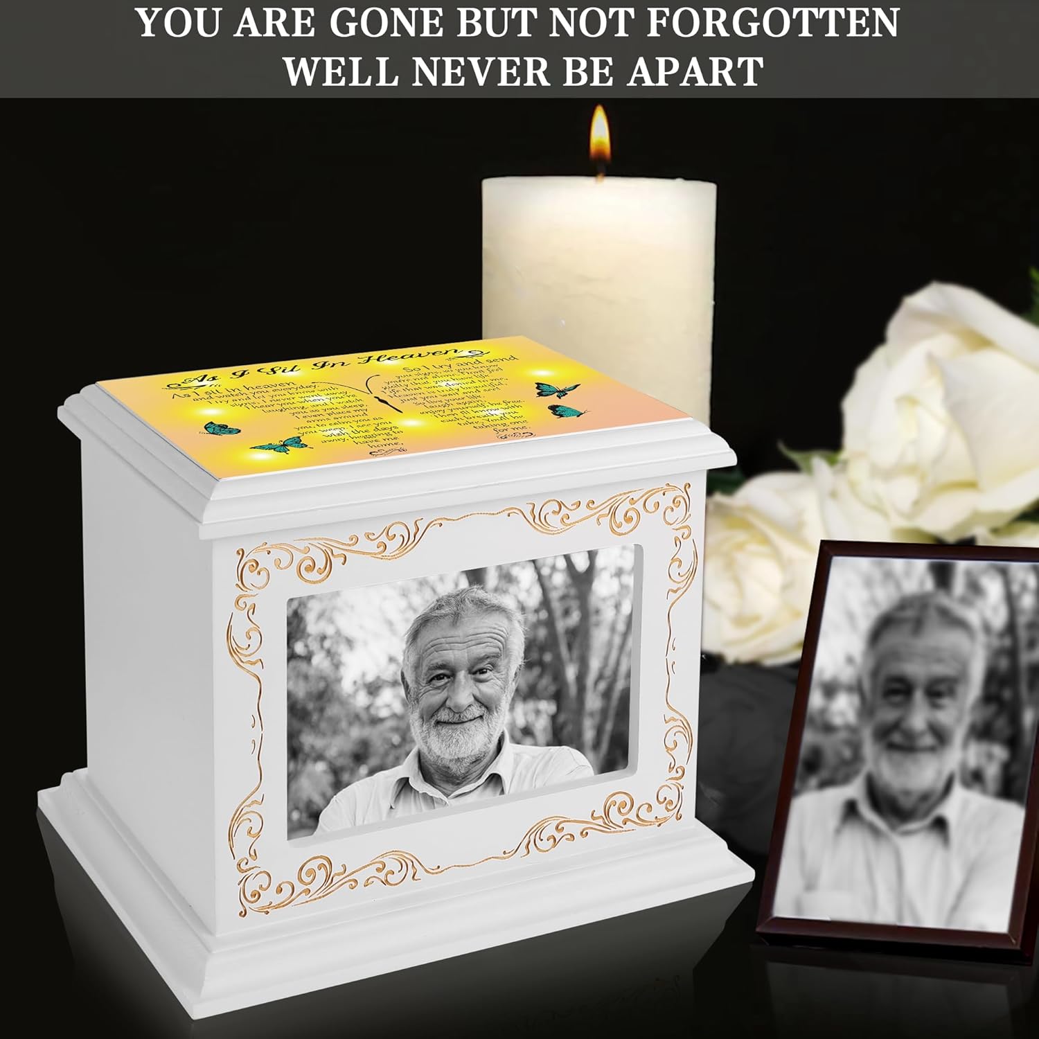 Wooden Cremation Urn with Photo Frame 200 Cubic Inches Capacity
