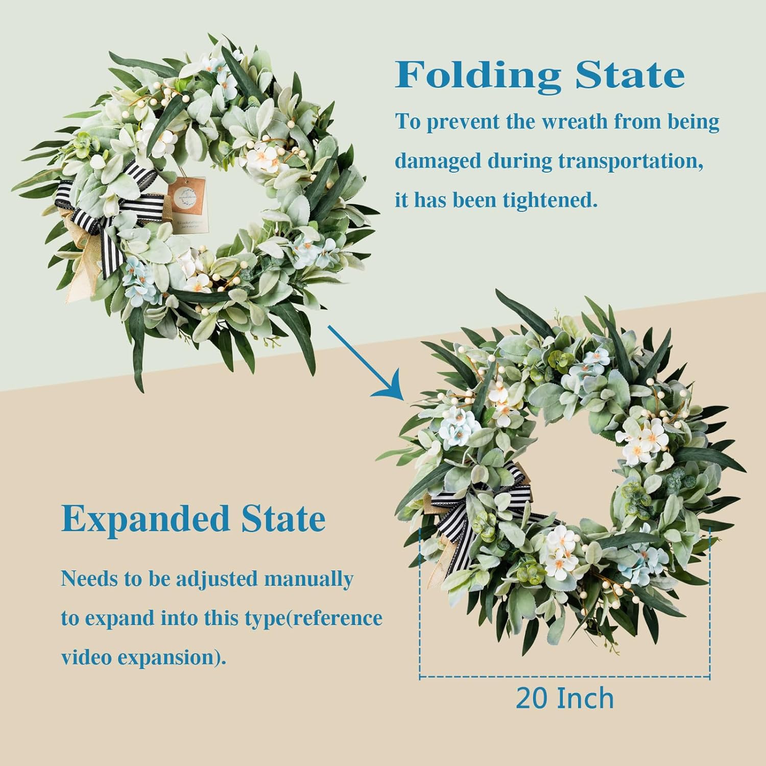 Lambs Ear Wreath for Front Door Year Round