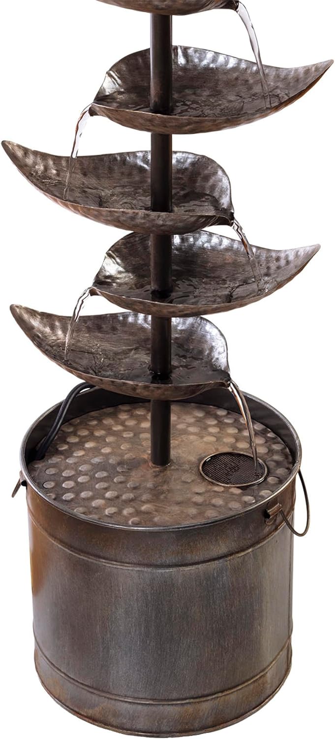 Alpine Corporation 70 Inch Tall Silver Tiered Water Fountain