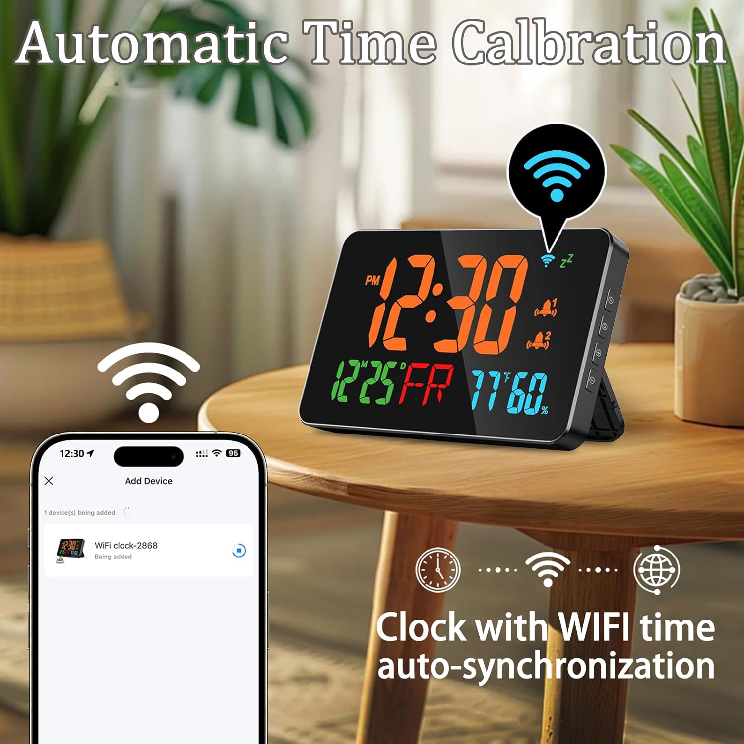 24Ghz WiFi Atomic Clock with Temperature Humidity and Alarm