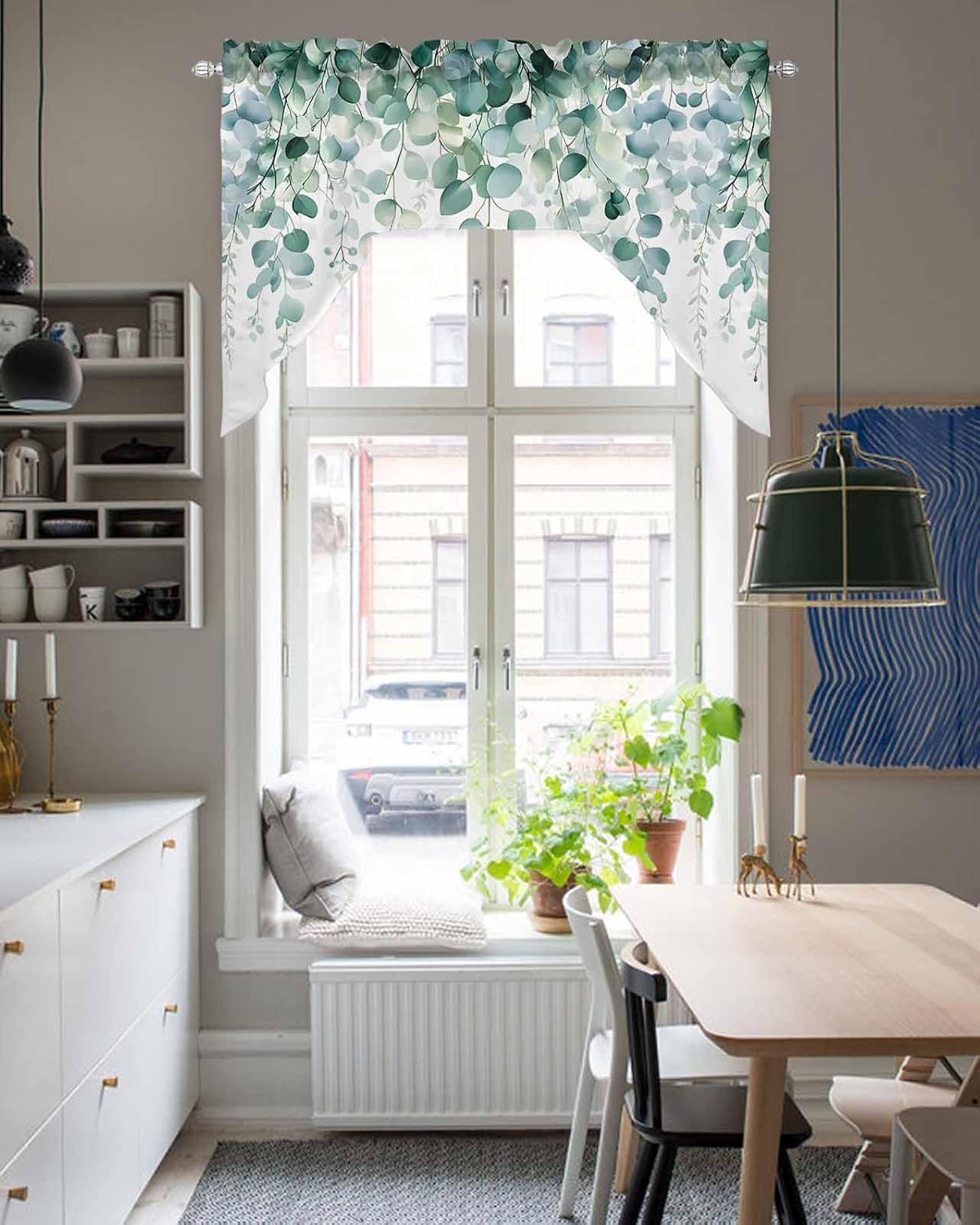 Green Eucalyptus Swag Valance 56 x 36 for Windows
